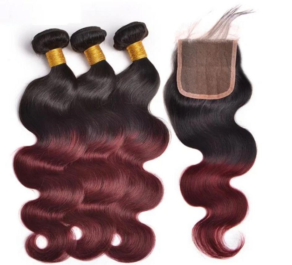 1B99J Human Hair Bundles Closure Lace Closure 4x4